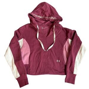 Under Armour Pink/White Crop Top, Athletic Hoodie- M